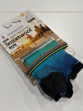 Smartwool Women's Large Run Zero Cushion Ombre Print Low Ankle Socks Teal NWT